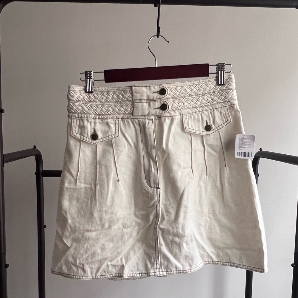 NWT Free People Braided Mini Skirt in Cream